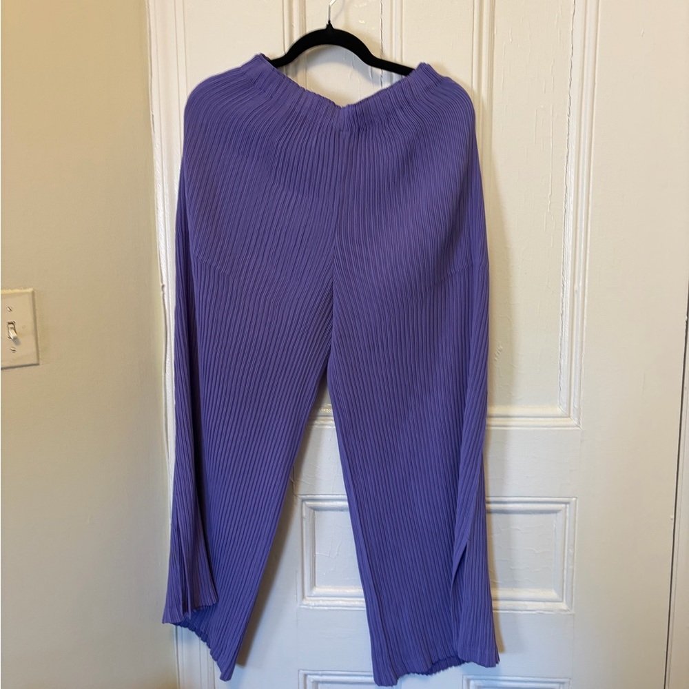 Issey Miyake Lavender Pleated Wide-Leg Pants